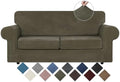 WEERRW Velvet Stretch 3 Pieces Couch Cover for Sofa Washable, Light Brown
