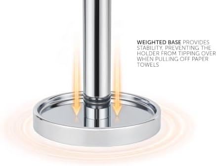 Ivilon Countertop Paper Towel Holder - Steady and Easy Tear - Fits All Paper Towel Rolls - Chrome