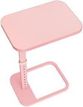 Kitstorack TV Tray Table, Adjustable Height & Rounded Metal Corners, Snack Table for Couch, Sofa, Bed, Chair, Living Room, C Shaped End Side Table for Eating, Dinner or Laptop, Small Spaces, Pink