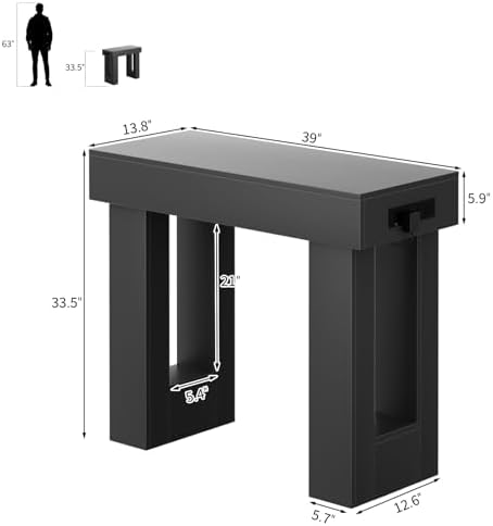 Unikito 39" Entry Table with Sensor Light & AC Outlets with USB-C Ports