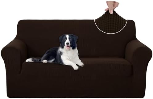 U-NICE HOME Oversized Stretch Loveseat Couch Cover, Chocolate