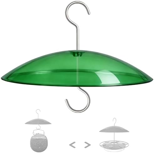 8" Mini Plastic Rain Cover for Bird Feeder, Green Weather Guard Baffle Dome
