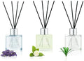 3 Pack Fragrance Reed Diffuser, 50ML Lavender Honey Jasmine White Tea Lemongrass Ginger Aromatherapy Diffuser Set with 12 Black Fiber Sticks,Air Freshener for Bedroom Bathroom Office