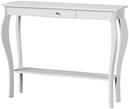ChooChoo 39" Narrow Entryway Table with Drawer, White