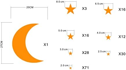 Moon and Stars Wall Decal Vinyl Sticker for Kids Boy Girls Baby Room Decoration Good Night Nursery Wall Decor Home House Bedroom Design YMX16 (Dark Yellow)