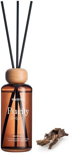 M&SENSE Reed Diffuser Set, Oud Wood, 6.3 oz Natural Essential Oil