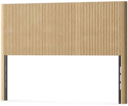 Light Wood Queen Bed Headboard Only,Wooden Fluted Striped HeadBoard (Oak)