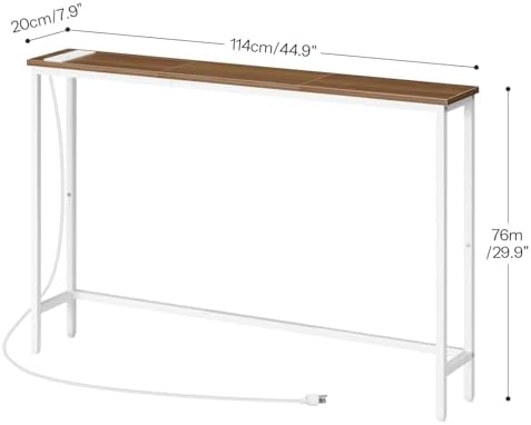 HOOBRO Narrow Console Table with Power Outlets, 44.9 Inches Sofa Table Slim