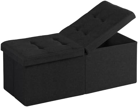35-INCH Storage Ottoman Bench, Footrest with Storage, End of Bed Bench Coffee Table for Living Room, Bedroom, Entryway, Black