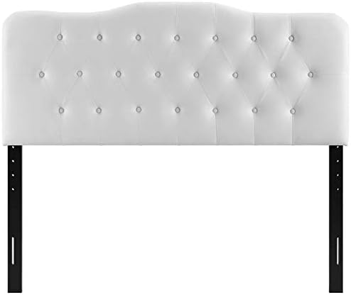 Modway Annabel Tufted Button Faux Leather Upholstered Queen Headboard in White