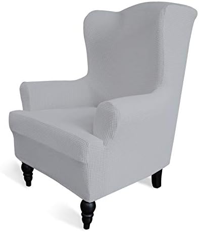 Easy-Going Stretch Wingback Chair Sofa Slipcover Silver Gray