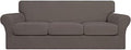 Easy-Going 4 Pieces Stretch Soft Couch Cover for Dogs - Washable Sofa Slipcover for 3 Separate Cushion Couch - Elastic Furniture Protector for Pets, Kids (Sofa, Taupe, Large)