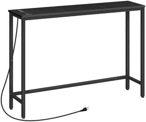 HOOBRO Narrow Console Table with Power Outlets, 44.9 Inches Sofa Table Slim