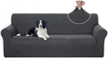 U-NICE HOME Stretch Couch Cover Slipcover for 3 Cushion Sofa, Dark Grey