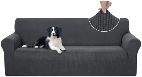 U-NICE HOME Stretch Couch Cover Slipcover for 3 Cushion Sofa, Dark Grey