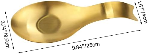 VanlonPro Stainless Steel Spoon Rest, Spatula Ladle Holder, Stainless Steel Utensil Spoon Rest Holder, Brushed Finish, Dishwasher Safe 9.8 x 3.7 Inch (Gold Fish Tail 2PCS)