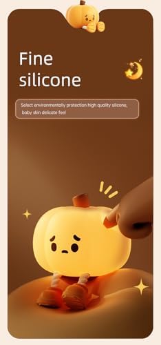 ATSUI Pumpkin Night Light, Halloween LED Squishy Novelty Lamp, Food Grade Silicone, Dimmable, Rechargeable Breastfeeding Nursery Nightlight for Desk Decor, Funny Gifts Stuff for Kids Women Boys Girls