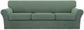 Turquoize 4 Piece Sofa Covers for 3 Cushion Couch Sofa Slipcover Soft Couch Cover for Dogs Washable Furniture Cover with 3 Individual Large Cushion Covers Feature Fabric (Large Sofa, Loden Frost)