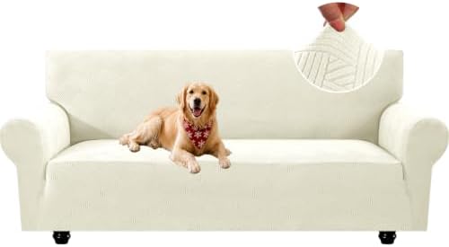 XINEAGE XL Sofa Slipcover Pet Friendly, Stretch Couch Cover,Beige White
