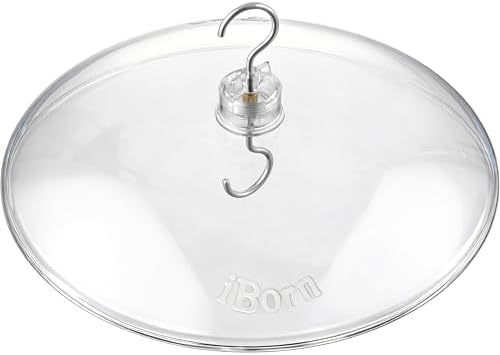 iBorn Baffles for Bird Feeders, 13” Bird Feeder Cover for Rain Guard, Birds Feeders Rain Guard, Full Protection for Feeders for Outdoors, Chew-Proof Polycarbonate, Pack of 1, Transparent