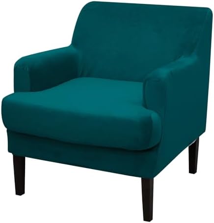 Mid-Century Accent Chair Covers with Cushion Cover Velvet 2 Pieces Upholstered Armchair Slipcovers for Living Room Comfy Sofa Reading Furniture Protector for Apartment Bedroom Office (Green)