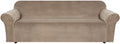 H.VERSAILTEX Stretch Velvet Sofa Covers Large Couch Covers Sofa Slipcovers Furniture Protector Soft with Non Slip Elastic Bottom, Feature Thick Comfy Rich Velour (Extra Wide Sofa 89"-105", Camel)