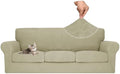 MAXIJIN 4 Piece Couch Covers for 3 Cushion Couch Sofa Covers, Stretch Couch Slipcovers for Sofas with 3 Cushions, Thick 3 Seat Furniture Protector for Dogs Pet (71"-91", Khaki)