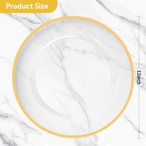 Goodluck 50 Pack 12 Inch Clear Charger Plates with Gold Trim