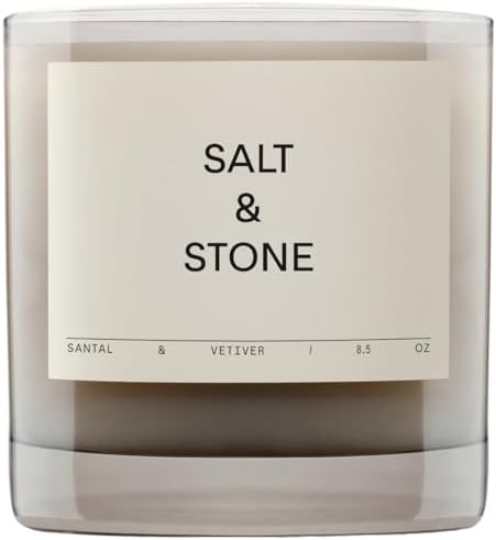 Salt & Stone Coconut & Soy Blend Scented Candle, Santal & Vetiver 8.5 oz
