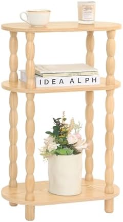 MaxSmeo Narrow End Table, Small Narrow 3-Tier Side Table for Small Spaces