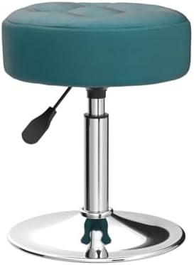 LUE BONA Adjustable Vanity Stool, 360 Swivel Chair for Makeup Room, Vanity Chairs, Teal Faux Leather Stool for Bathroom & Living Room