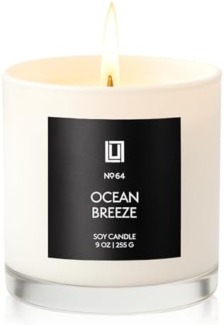 Lulu Candles | Ocean Breeze | Luxury Scented Soy Jar Candle | Hand Poured in The USA | Highly Scented & Long Lasting (9 Oz.)
