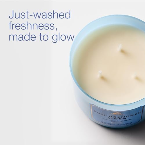 Bath & Body Works 3-Wick Candle, Sun-Drenched Linen, Soy Wax Blend
