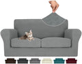 MAXIJIN 3 Piece Couch Covers for 2 Cushion Couch loveseat Cover, Stretch Love Seat Sofa Slipcovers for Dogs Pet, Thick Furniture Protector with 2 Seat Cushion (55"-69", Light Gray)