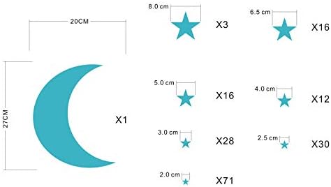 Moon and Stars Wall Decal Vinyl Sticker for Kids Boy Girls Baby Room Decoration Good Night Nursery Wall Decor Home House Bedroom Design YMX16 (Teal)