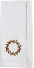 Handmade Wreath Embroidery Napkin with Hemstitched Border (Set of 6)