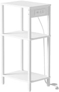 Tall Side Table with Charging Station, 30 Inch Tall End Tables Living Room