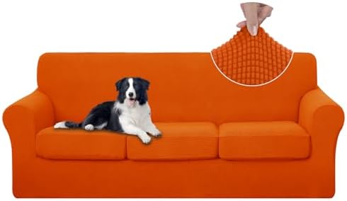 U-NICE HOME 4 Pieces Stretch Couch Cover Sofa Slipcover, Orange
