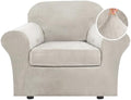 H.VERSAILTEX Rich Polyester Spandex Blend 2 Piece Cover Chair Slipcover Sofa Cover Furniture Protector Couch Soft with Elastic Bottom Chair Couch Cover with Arms Width Up to 49 Inch(Chair, Oatmeal)