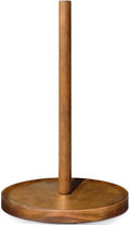 NESAPTO Paper Towel Holder Countertop, Wooden Standing Paper Towel Roll Stand for Rustic Farmhouse & Cottagecore Decor, Kitchen Bathroom Essential, Brown