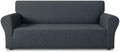 ZNSAYOTX 1 Piece Stretch Sofa Covers for 3 Cushion Couch (72"-90"), New Plaid Couch Cover with Non-Slip Buckle for Dog Pets, Ultimate Soft Cozy Washable Sofa Slipcover Form Fit Protector, Dark Grey
