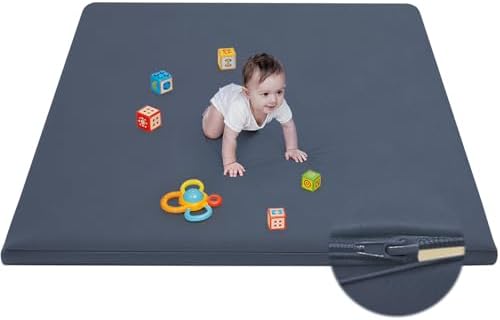 Waterproof Baby Play Mat for Floor Memory Foam 59 * 59 Cushion Playpen Playmat Tummy Time Crawling Mat Nursery Rug Thick Pad Create Soft & Safe Area for Infants,Toddler,Kids,Navy