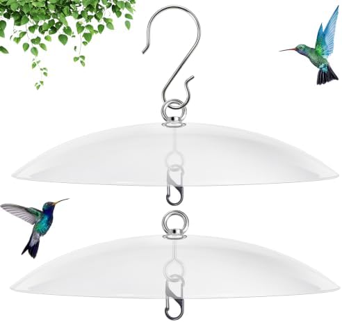 10" Bird Feeder Rain Guard, Hummingbird Feeder Shade Dome Cover, Hanging Baffle for Bird Feeder Pole,Smart Birds Feeder's Umbrella(Translucent), 2 Pack