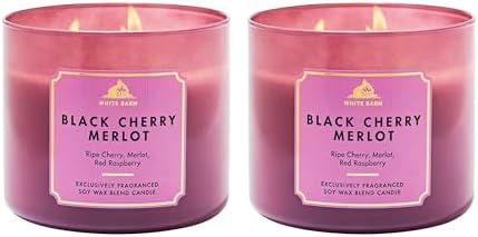 Bath & Body Works 3-Wick Candle, Black Cherry Merlot, Soy Wax Blend, 2 Pack