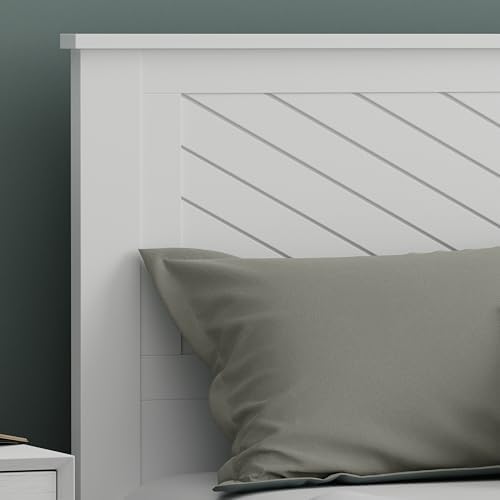 ComfIQ Serene Wood Panel Headboard with Chevron Scoring, Queen, White