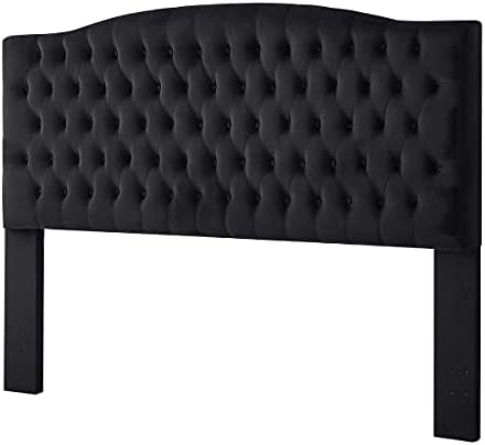 24KF Upholstered Tufted Button Velvet Headboard,Comfortable Fashional Headboard King/CA King Size,Black