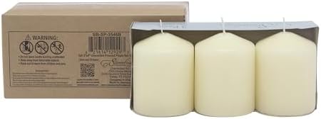 Stonebriar Unscented Pillar Candles – 35 Hour Burn Time, Long-Lasting Wax Candles for Weddings, Holidays, Home Décor & Special Events, Pack of 3, Ivory, 3" x 4"
