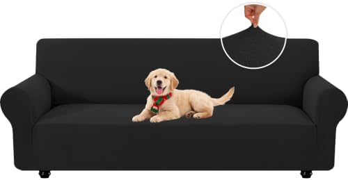 XINEAGE Stretch 4 Seater Slipcover, Non-Slip Pet Couch Cover,Black
