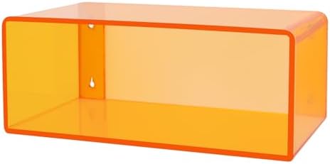 Acrylic Wall-Mounted Nightstand Floating Wall Nightstand Bedside Table Floating Side Table Wall Mounted Clear Shelf for Bedroom Bathroom (Orange)
