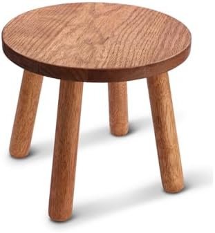 Solid Wooden Stool,Plant Stand,Step Stool,Light Walnut,10" H